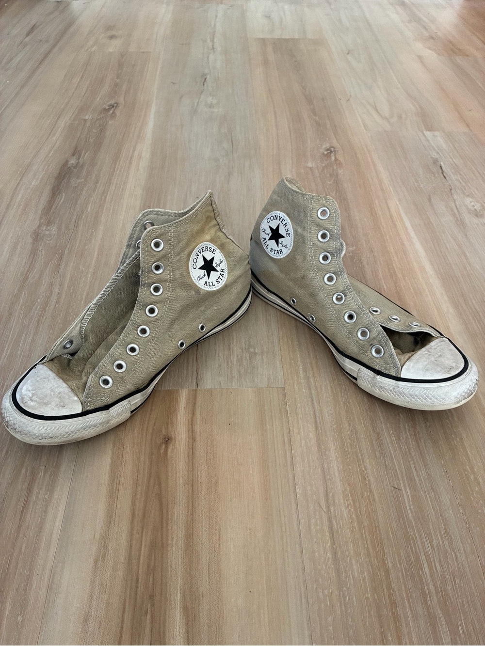 Converse High Top Sneakers - Beige Canvas with White Sole